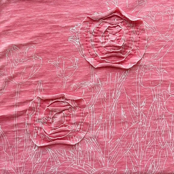 Avenue Pink Floral Embellished Short Sleeve Top Cotton Blend Womens Size 14/16 - Picture 3 of 7